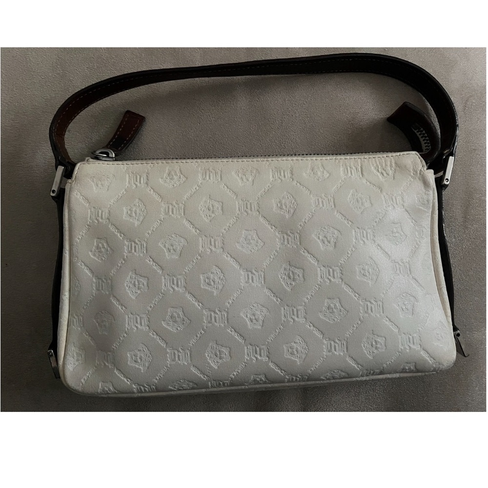 White Versace Embossed Monogram Shoulder Bag + Du… - image 1